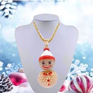 SMILING SNOWMAN FAUX PEARL NECKLACE